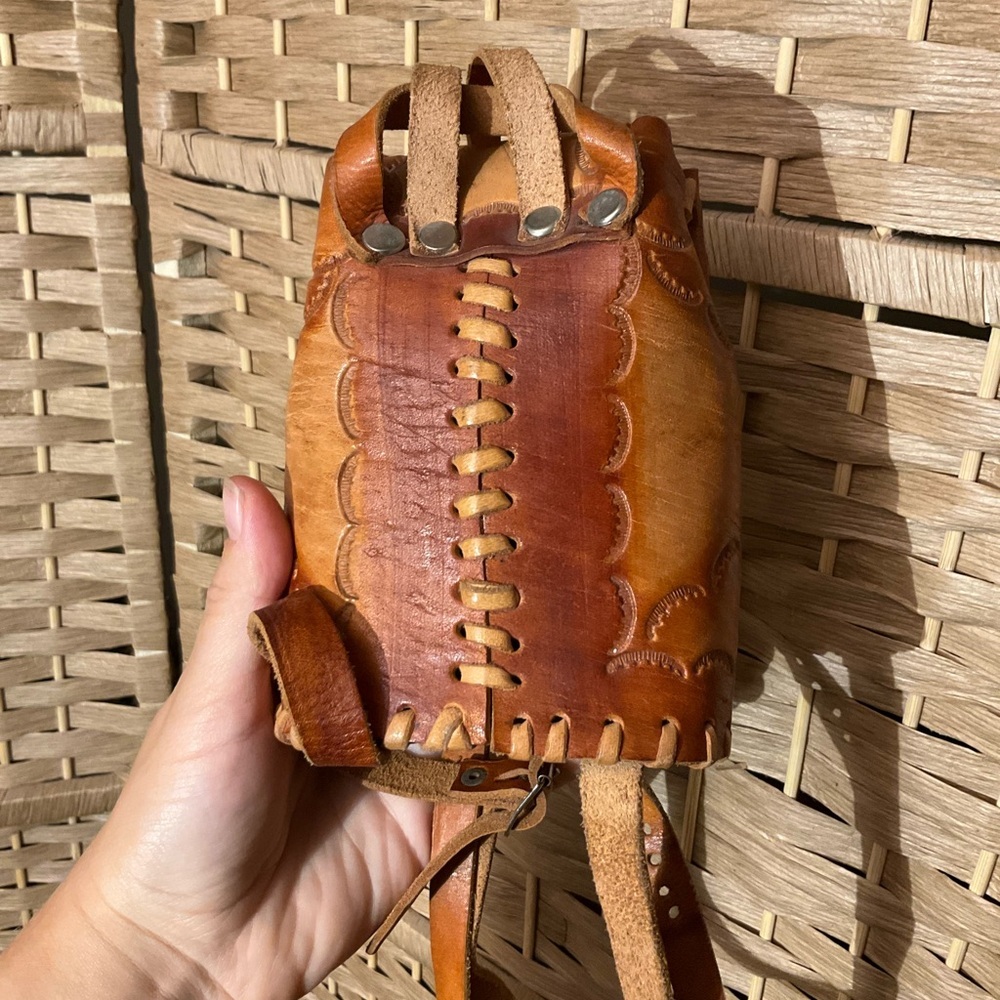 Handcrafted Aztec Leather Mini Backpack - Picture 8 of 10